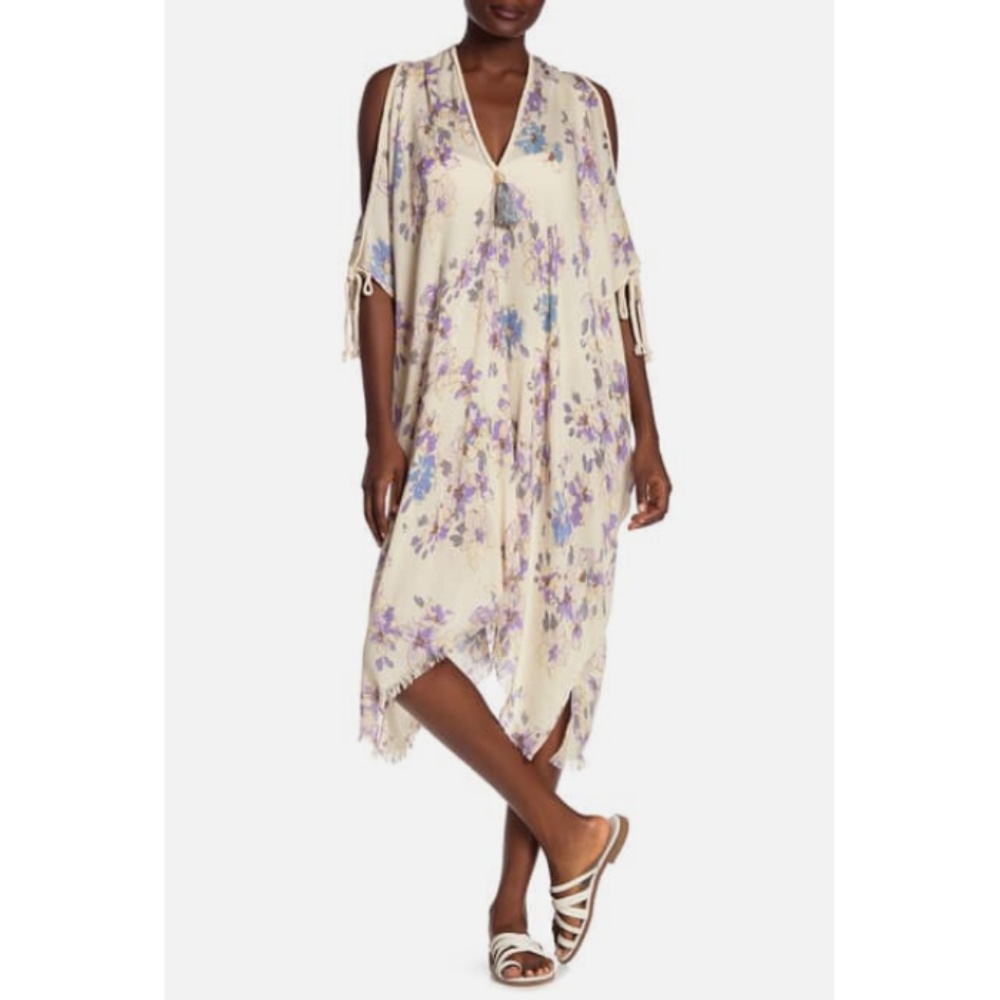 POOL TO PARTY Cold Shoulder Floral Print Cover-Up